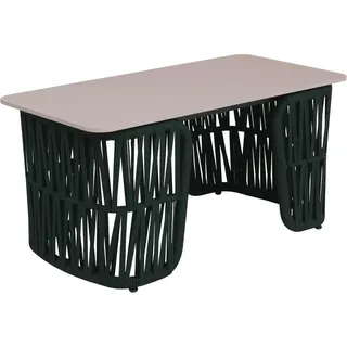 MCW Loungetisch P90 Seilgeflecht Sinterstein 43x90x45cm Grün Platte Creme