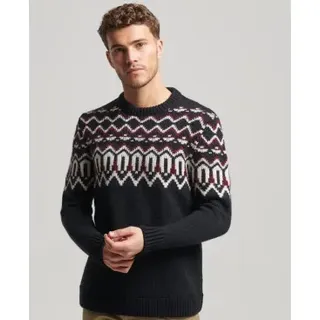 Superdry für Herren. M6110528A Strickpullover mit Rundhalsausschnitt und marineblauen Alpengamaschen (XXL), Lässig, Acryl