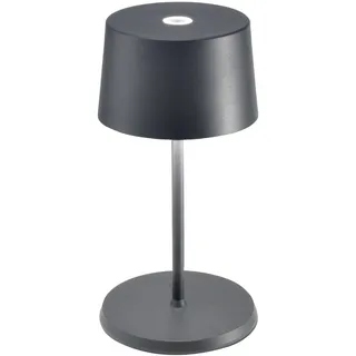 Zafferano, Olivia Mini Lampe, Tragbare und Wiederaufladbare Tischlampe mit Touch Control, Geeignet für Wohnzimmer und Außenbereich, Dimmer, 2700-3000 K, Höhe 22 cm, Farbe Dunkelgrau