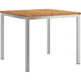 vidaXL Esstisch 90x90x75 cm Massives Akazienholz und Edelstahl - Braun