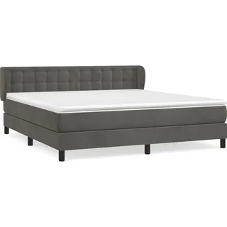 vidaXL Boxspringbett mit Matratze Dunkelgrau 180x200 cm Samt - Grau