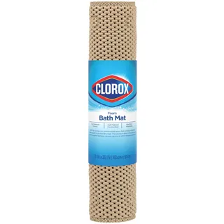 Duck Clorox Gepolsterte Schaumstoff-Badewannenmatte, rutschfeste Badematte mit Saugnapf für Komfort und Sicherheit, 43,2 x 91,4 cm, Taupe