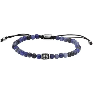 Armband FOSSIL "Schmuck Geschenk Edelstahl Armschmuck JEWELRY", blau (edelstahlfarben, schwarz, blau, blau), Armbänder, Damen, 24cm, Edelstahl, Armband, mit Hämatit, Tigerauge, Sodalith oder Malachit