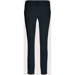 Stoffhose MADELEINE "Hose Schlanke Stretch-Hose mit Biesen", Damen, Gr. 38, N + K Gr, blau (marine), Obermaterial: 59% Baumwolle CO. 38% Polyamid PA. 3% Elasthan EL., Modern, normal, Hosen Stoffhose
