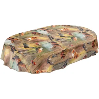 ANRO Wachstuch Tischdecke abwaschbar Oval 180 x 140 cm Braun