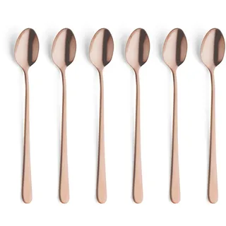 Amefa AUSTIN Latte Macchiato Löffel Set 6-teilig | stylisches Design in Trendfarbe | Edelstahl mit PVD Kupfer satiniert | 19, 8 cm | Kaffeelöffel lang | Langer Löffel für Chai Latte