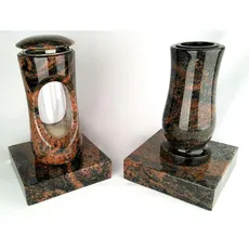designgrab Design small Grablampe mit Vase und 2 Stück Sockel aus Granit Aurora / Aruba / Aurindi / Indora