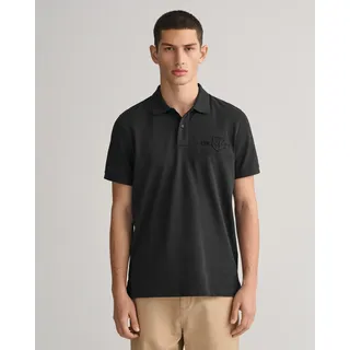 Gant Poloshirt »REG TONAL SHIELD SS RUGGER«, Ton in Ton Stickerei auf der Brust, schwarz