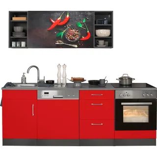 kochstation Küchenzeile KS-Paris 220 cm rot