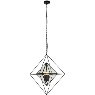 Zeitgenössischer Kronleuchter Diamant Schwarz Transparent Stahl 3 Lichter E14
