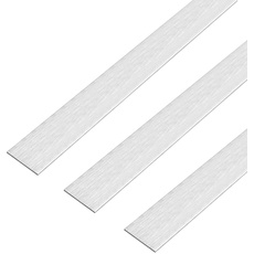 Alberts 499488 Flachstange | selbstklebend | Aluminium, edelstahldesign, hell | 1000 x 25 x 2 mm | 3er Set