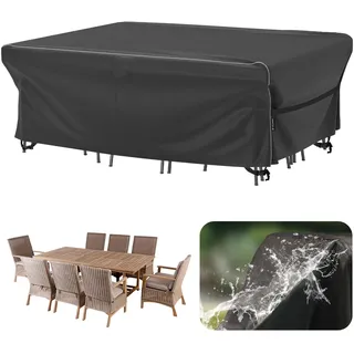 Velway Gartenmöbel Abdeckung Wasserdicht 250x210x71cm - Winddicht Schutzhülle mit Reflektierender Streifen 600D Oxford Möbelsets Abdeckung Staubfest Abdeckhauben für Gartentisch Sitzgruppe Schwarz