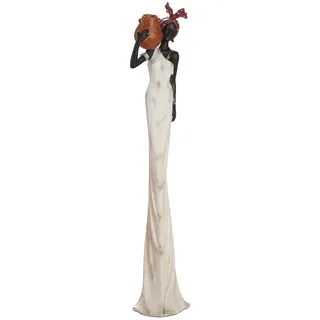 Gilde Deko Figur XL Afrikanerin „Tortuga“, Polyresin, Höhe 82 cm, Braun, Creme, Weiß