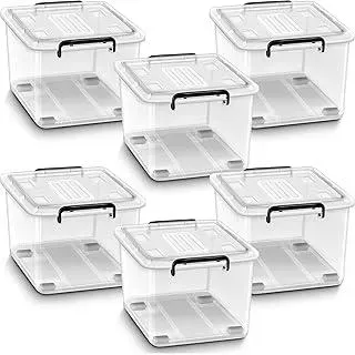 tillvexAufbewahrungsboxen mit Deckel 6er Set - 88 Liter, lebensmittelecht | Kunststoff Boxen Set stapelbar | Aufbewahrung Ordnungssystem Box groß | Aufbewahrungsbox Kleiderboxen 100% Neumaterial