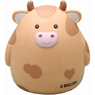 H&W Sparschwein mit Kuh, M Größe, unzerbrechliche Münzbox(Gelb) | Niedliche Tier-Spardose zum Geburtstag für Jungen und Mädchen, Münzsparboxen