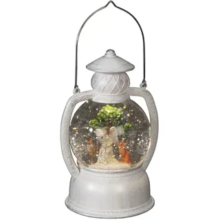 Konstsmide LED Kugellaterne "Engel und Rentier", weiß, mit 5h Timer, 1 warm weiße Diode, batteriebetrieben & USB, Innen, 0,1W, 3 x AA 1.5V (exkl.) - 4299-200