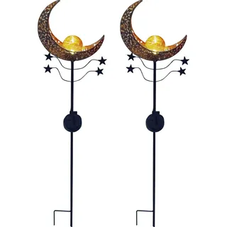 Gartenleuchte LUXFORM "Solar-Erdspieß-Gartenlampe - Mandala - 2 Stück", gelb (bronzefarben, gelb), 2 Stk., Leuchten, Gartenleuchte, Dekoratives Gartenornament