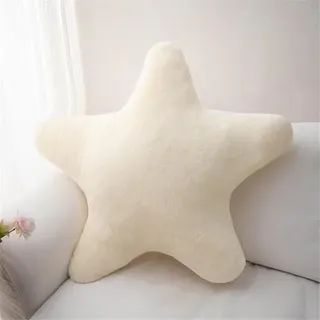 Kuschelkissen Kinder Sternkissen, Weiche Flauschige Sternform Zierkissen Sofakissen, Plüsch Kissen Dekokissen für Mädchen & Jungen Zuhause Schlafzimmer Deko (Weiß,18cm)