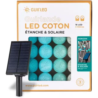 GuirLED - Außengirlande mit Lichtkugeln LED-Guinguette - Wasserdicht IP55 - Hocheffizientes Solarpanel - Automatisches EIN/AUS - 16 Kugeln 3 m- Horizont