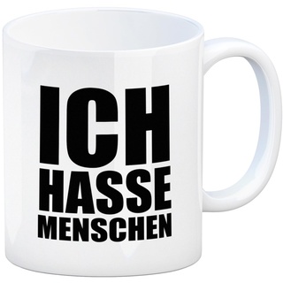 trendaffe Kaffeebecher mit Mittelfinger Motiv und Spruch: Ich hasse Menschen