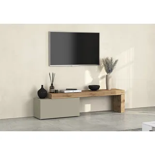 otto home Lowboard »Chronos TV-Board, TV-Schrank« braun (taube, eiche wotan), B:220cm H:51cm T:40cm, Sideboards, Lowboard, Breite 220 cm, TV-Board,Lowboard,1 Klappe und ein L-Förmiger Aufsatz,