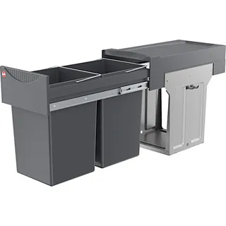 Hailo Abfallsammler 3666106 TA Swing Tandem 2x 15 L mit Hakenleiste - Grau