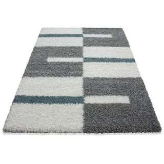 Hochflorteppich , Türkis , Textil , Karo , rechteckig , 280x370 cm , Oeko-Tex® Standard 100 , für Fußbodenheizung geeignet, schmutzabweisend, für Hausstauballergiker geeignet, lichtunempfindlich, antistatisch, pflegeleicht, strapazierfähig, leicht zusammenrollbar , Teppiche und Böden, Teppiche, Hochflorteppiche & Shaggys