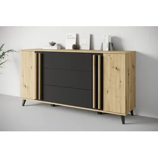 INOSIGN Sideboard »Helsinki, Kommode mit 2 Türen und 3 Schubladen, Breite 150 cm« 1 Stk. tlg. Push-to-Open-Schubladen, höhenverstellbare Einlegeböden, schwarz