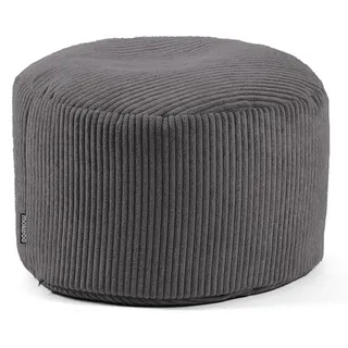 mokebo Pouf oder Sitzhocker aus Cord Der Faule Lenz Fußhocker, in Anthrazit mit EPS-Perlen Füllung