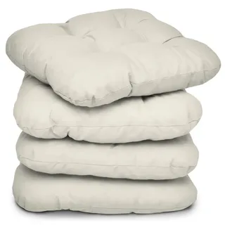 Beautissu Stuhlkissen Lisa 40/40/8 cm Natur 4tlg , Naturfarben , Textil , 40x40 cm , Heimtextilien, Wohntextilien, Sitzkissen