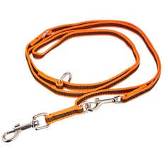 IDC Color & Gray verstellbare Leine mit Doppelkarabiner, 14 mm x 2,2 m, Orange-Grau