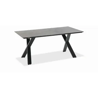 Gartentisch , Anthrazit, Grau , Kunststoff , Betonoptik , rechteckig , X-Form , 95x76x160 cm , wetterbeständig , Gartenmöbel, Gartentische, Gartentische