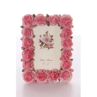 BM-017 Rosen Dekor Barock Romantisch Landhaus Stil, Foto-Bilderrahmen Dekoration, Fotogröße 10x15cm (4x6zoll), Rosa
