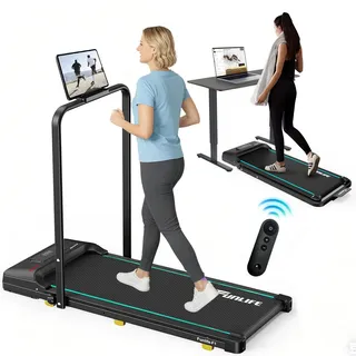 FunLife F1 Walking Pad klappbar – 3-in-1 Untertisch Laufband mit Haltegriff, 1–8 km/h, kompakt & leise für Zuhause, Büro & Homeoffice - Blau