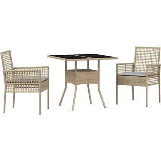 vidaXL Garten Essgruppe 3 pcs Beige Poly Rattan