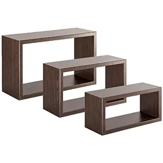 Homemania HOMSAN_102 Trittico Wandregal, Schlafzimmer, Büro-MDF, Wenge 45 x 27 x 15,5/40 x 22 x 15,5/35 x 17 x 15,5 cm