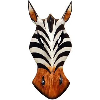 Schöne 20 cm Zebra Holz Maske Afrika Wandmaske Handarbeit Bali Maske73