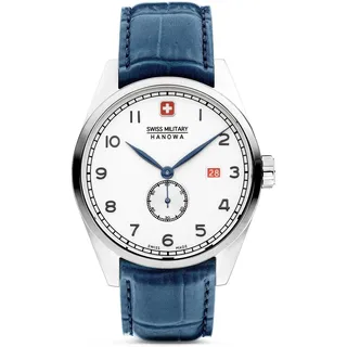 Swiss Military Hanowa Herren Armbanduhr in der Farbe Blau, Bandmaterial: Leder, Gehäusedurchmesser: 42mm, SMWGB0000702