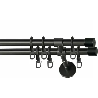 GARESA Vorhangstange RUSTIKA 2-läufig Ø 16 mm 300 cm Schwarz