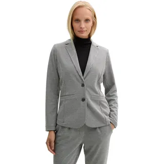 Jackenblazer TOM TAILOR, Damen, Gr. XXL (44), schwarz-weiß (weiß schwarz mini), Obermaterial: 66% Polyester, 32% Viskose, 2% Elasthan, kariert, regular fit taillenbedeckt, ohne Ausschnitt, Blazer Jackenblazer, mit Karo Muster