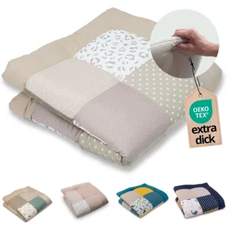 ULLENBOOM Krabbeldecke für Baby 100x100 cm - Dick und weich gepolstert | Außenmaterial: 100% Baumwolle, Alle Materialien OEKO-TEX zertifiziert, Made in EU, Schadstoffgeprüft und waschbar