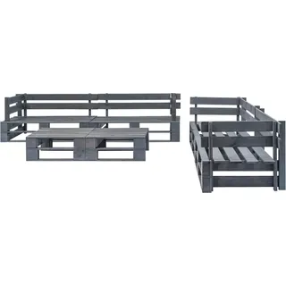 vidaXL 6-tlg. Garten-Sofagarnitur aus Paletten Holz Grau