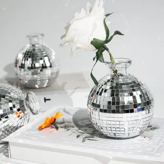Rongxze Discokugel Vase, Discokugel Dekor, Spiegel Glas Disco Kugel, geeignet für Bälle, Partys, Hochzeiten, Wohn- oder Schlafzimmerdekoration