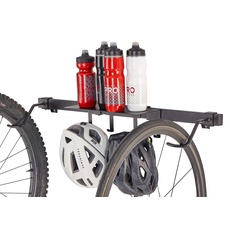 PRO Bike Tool Indoor-Fahrradständer und Regal - Schiebewandhalterung für 2 Fahrräder mit Zubehörregal für Haus oder Garage - Schwerlasthaken und Regalsystem