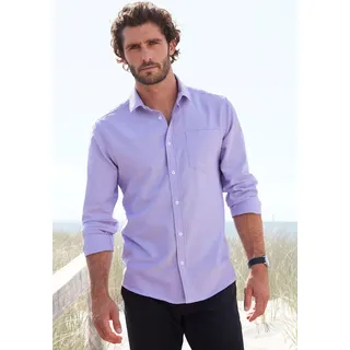 Langarmhemd H.I.S, Herren, Gr. M (39/40), N-Gr, lila, Web, Obermaterial: 100% Baumwolle, unifarben, regular fit, Rundhals, Manschette, Hemden Langarmhemd, mit Kentkragen, Oxford-Qualität aus reiner Baumwolle, Topseller