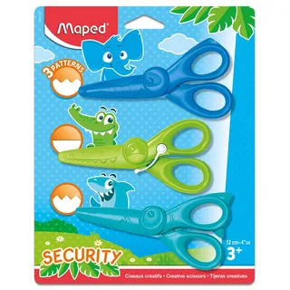 Maped - Kreativ-Scheren-Set, Konturen-Schere KIDICRAFT - glatt, Zick-zack, Welle - 3x Scheren sortiert