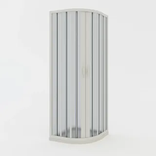 VIERTELKREIS DUSCHKABINE DUSCHWAND WEIßE FALTTÜR PVC 75X75 CM ZENTRALE ÖFFNUNG