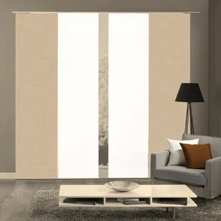 HOME WOHNIDEEN Schiebegardine »PIVE 4er SET« Paneelwagen 4 Stk. tlg. Schiebevorhang Digidruck 4er Set PIVE, beige