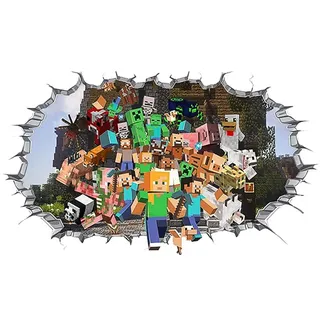 YCVBCY Mine-craft Wandaufkleber Kinderzimmer Jungen,Gaming Wandbild für Schlafzimmer,Wandtattoo Junge Teenager,Videospiel Wandstikcer für Jugendzimmer Deko Geschenk - A
