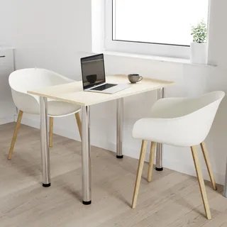 AKKE Ahorn Küchentisch mit chrom beine LxBxH: 50x50x74 cm - Beige, Silber